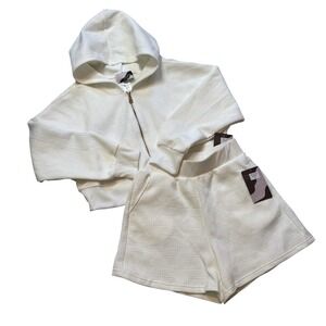 NWT Love Poem by Block Womens Zip Up Hoodie & Shorts Loungewear Set White Medium